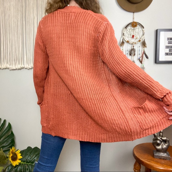 Ashley by 26 International NWT Coral Orange Knit a sweater Cardigan Size Large - Picture 7 of 12